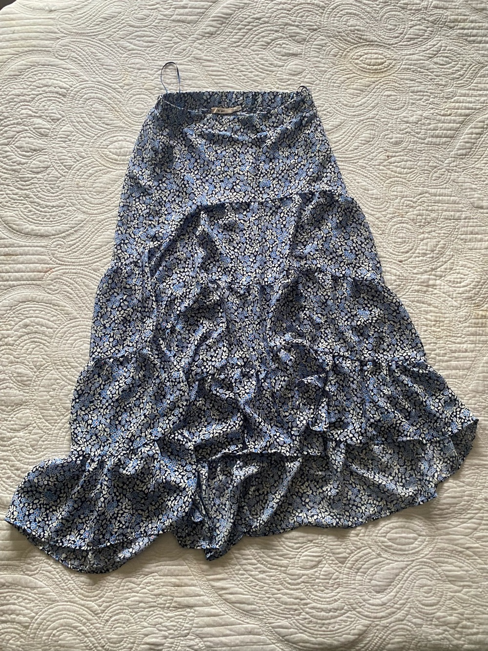 Francesca’s Mi Ami Blue Floral Maxi Skirt